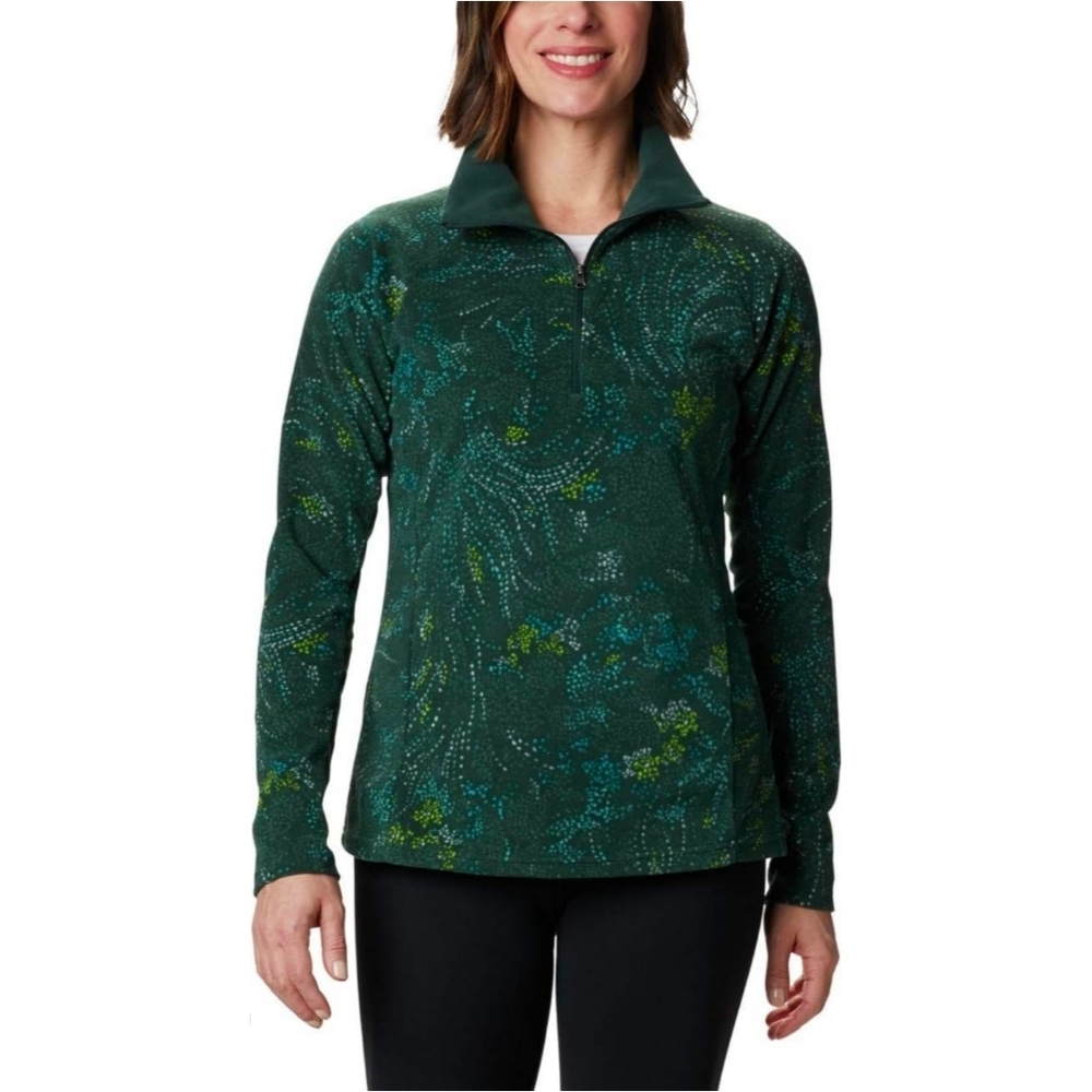 Columbia Green Fleece Women Jacket Half Zip Outdoor Gorpcore Cozy Hiking
